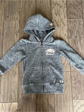 Roots Kids Heather Gray Full-Zip Hoodie with Logo